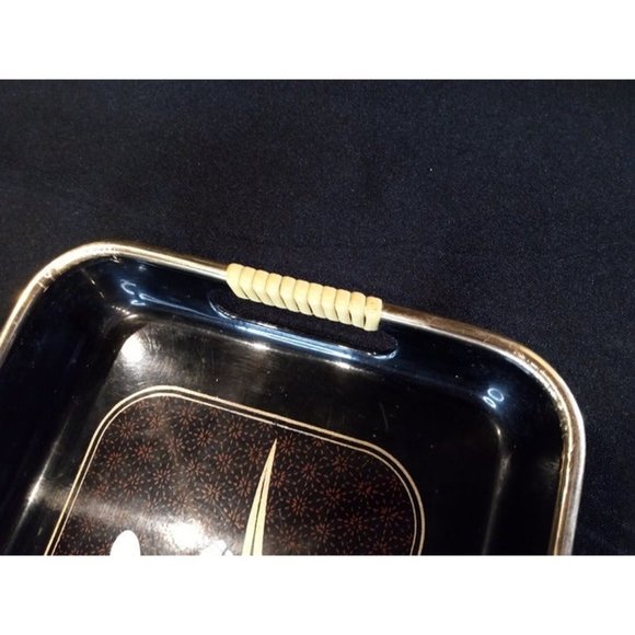 Vintage Toyo Lacquer Black Hard Plastic‎ Serving Tray 10.5" x 7" x 1 1/4" (9d1) - Picture 3 of 5
